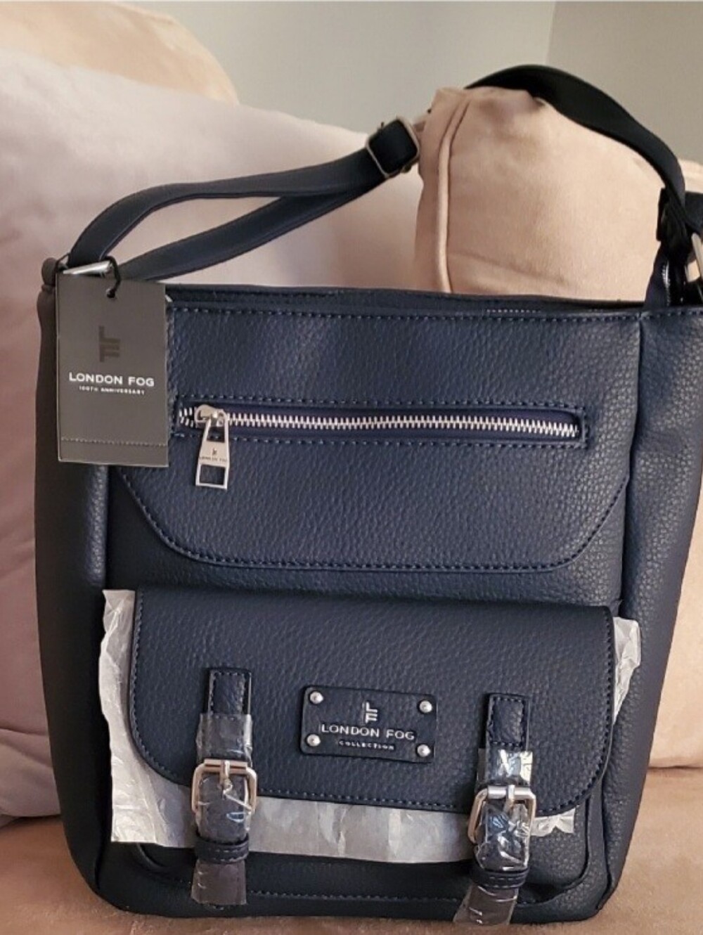 NWT London Fog Navy Shoulder or Crossbody Bag - Picture 2 of 10